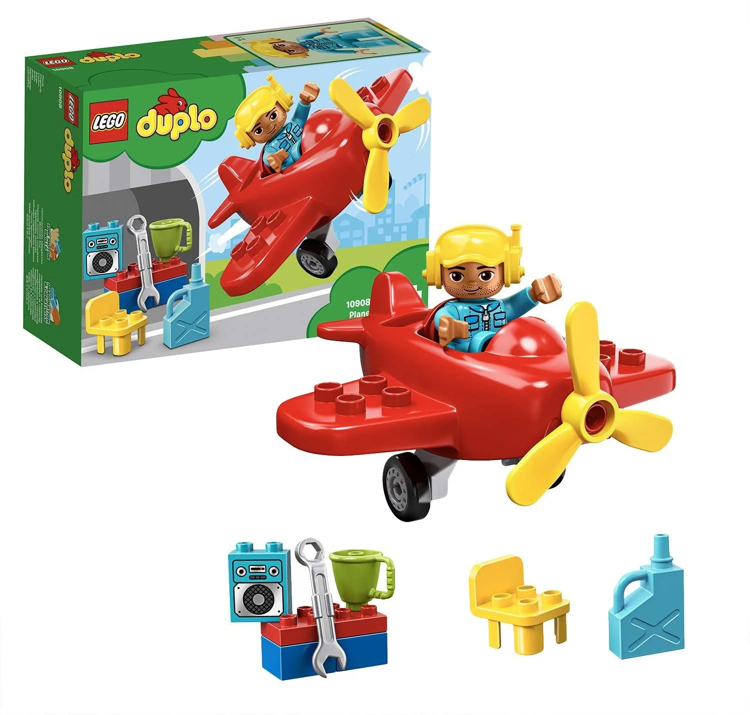 LEGO 10908 DUPLO Town Plane with Propeller Aeoroplane and Workshop Set
