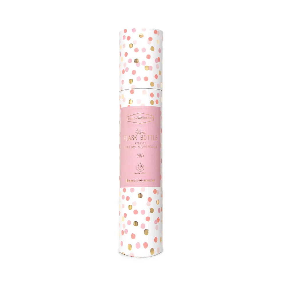 Slim Flask Bottle Confetti Pink by Designworks Ink